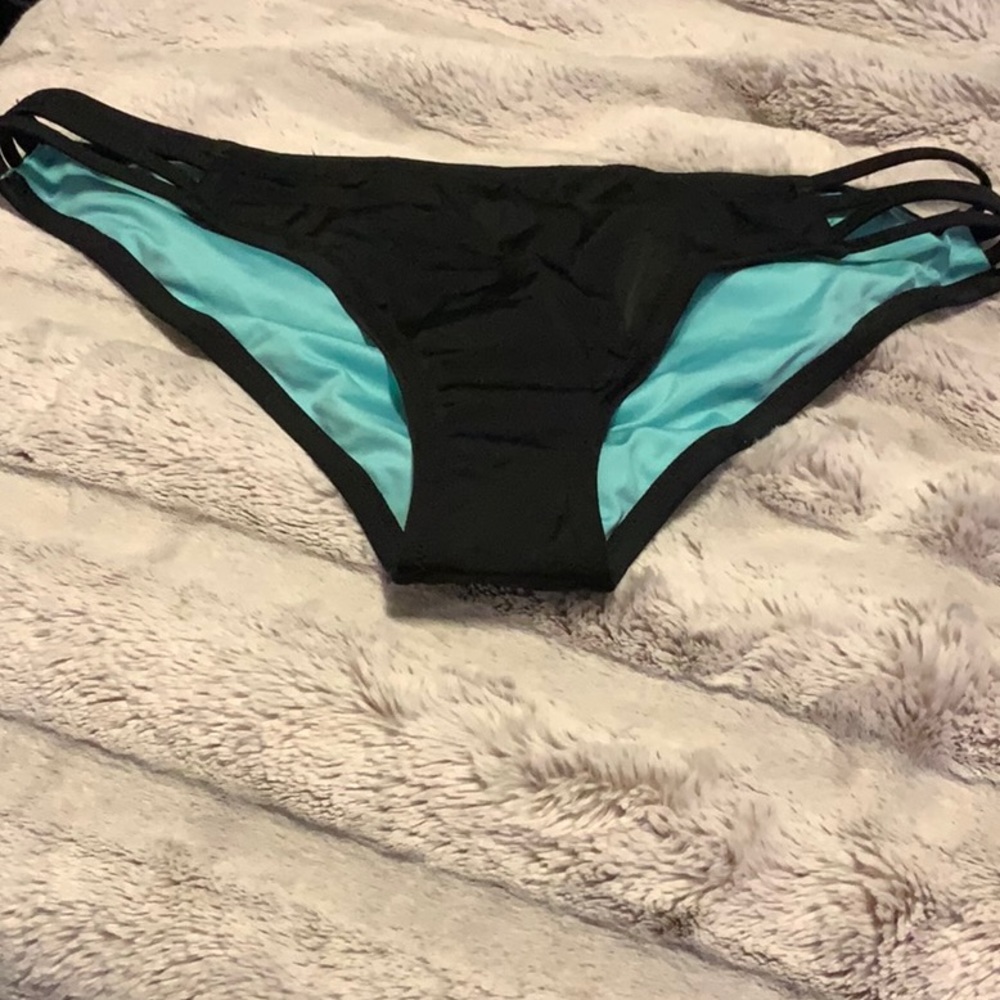 Black with turquoise lining cheeky bikinis bottoms